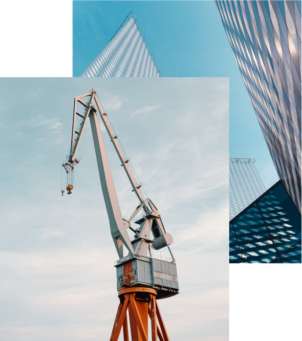 a construction site and buildings